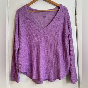 American Eagle Outfitters Purple Waffle Knit Top